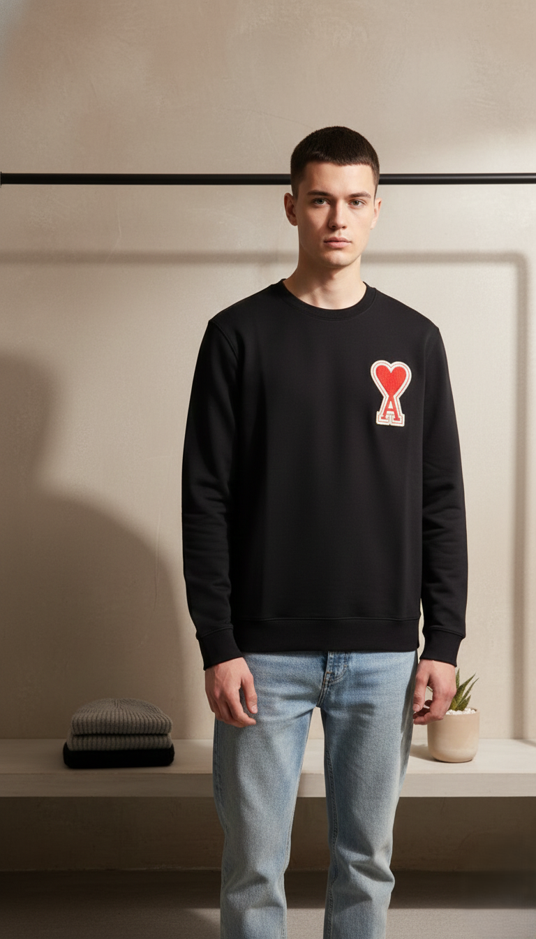 AMI ROUND NECK T SHIRT FULL SLEEVE